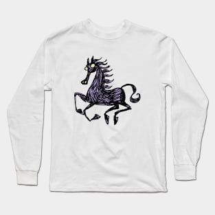 simple stylization of a Celtic black horse Long Sleeve T-Shirt